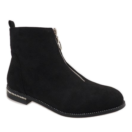 Black suede ankle boots with a LL6300 zipper 1