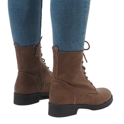 Khaki lace-up insulated boots W122 1