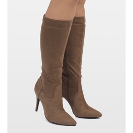 Taupe boots on a heel 1101-2 brown 2