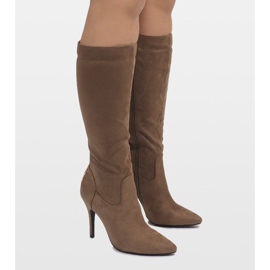 Taupe boots on a heel 1101-2 brown 1