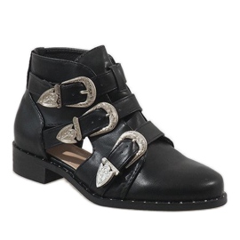 Black open ankle boots 99-36 1