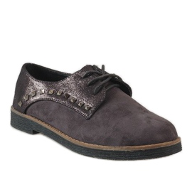 Gray lace-up shoes with LX155 studs grey 1