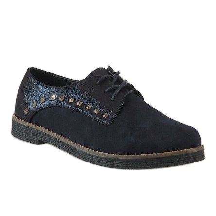 Navy blue lace-up shoes with LX155 studs 1
