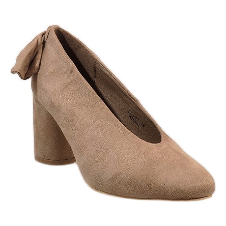 Beige suede pumps on the LL-93P post 1