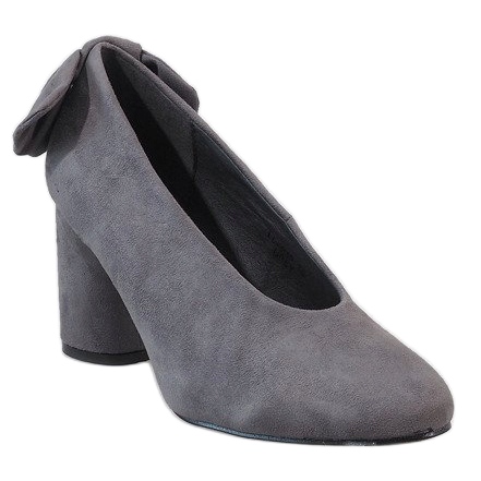Gray suede pumps on the LL-93P post grey 1