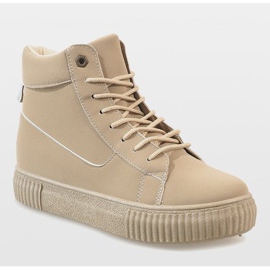 892-PA Beige Lace-Up Creepers 1