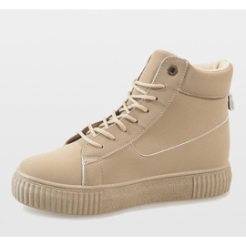 892-PA Beige Lace-Up Creepers 2