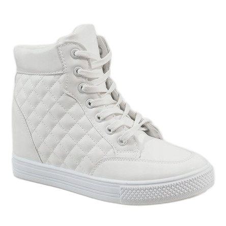 White sneakers with quilted wedges DD478-2 1