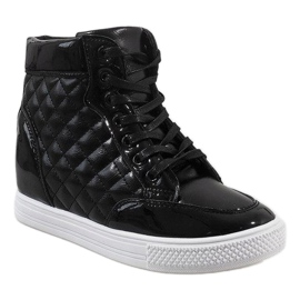 Black sneakers with quilted wedge DD478-1 1