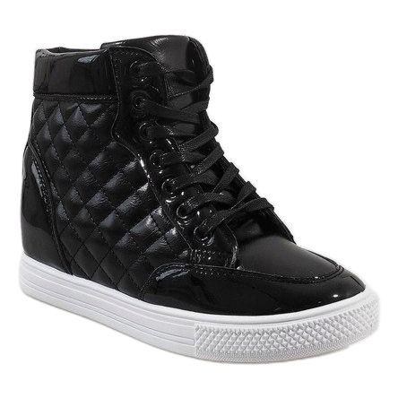 Black sneakers with quilted wedge DD478-1 1
