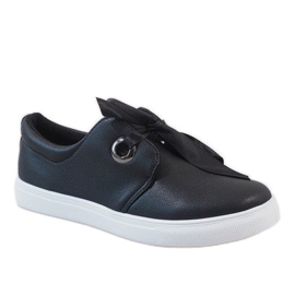 Black sneakers with a bow 3057-1 1