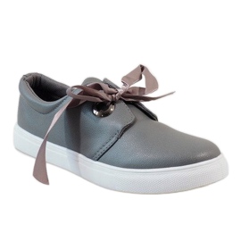 Gray sneakers with a bow 3057-3 grey 1