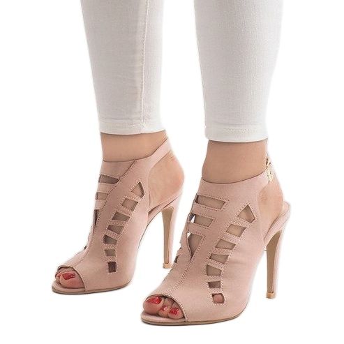 Pink openwork boots on a high heel 238-8 1