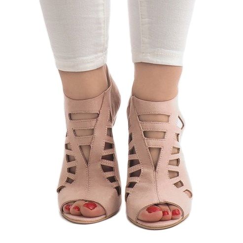 Pink openwork boots on a high heel 238-8 2