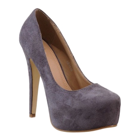 Gray suede platform on a LE107A heel grey 1
