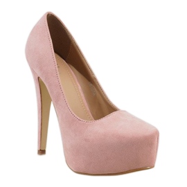 Pink suede platform on a LE107A heel 1