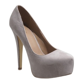 Gray suede platform on a LE107A heel grey 1