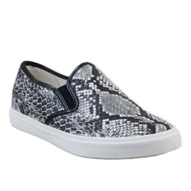 Men's white slip on sneakers YDB-9 black 1