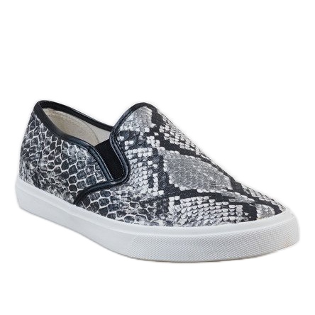 Men's white slip on sneakers YDB-9 black 1 Men's white slip on sneakers YDB-9 black 1