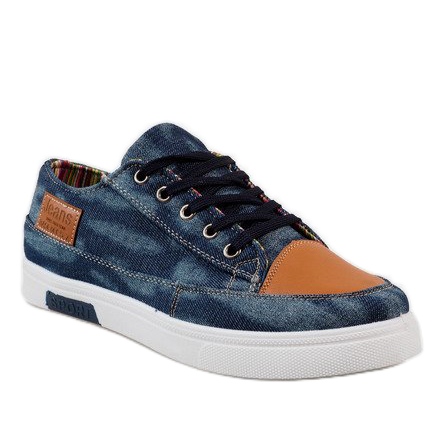 Navy blue men's sneakers A9501 1