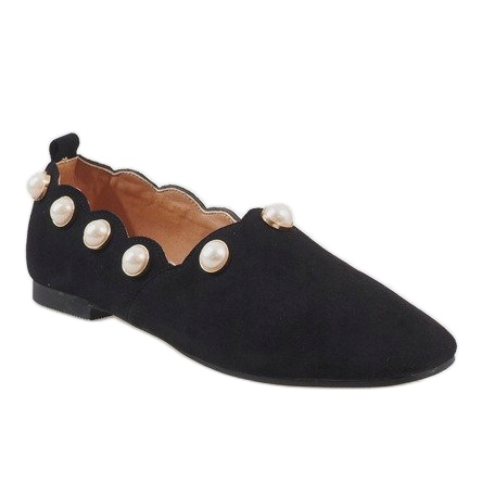 Black ballerinas with pearls 588C-12A 1