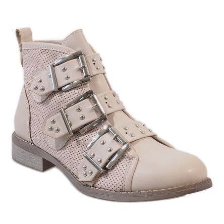 Beige boots with studs 8921 1