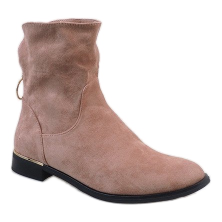 Pink suede boots with a J905 zipper 1