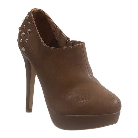 Camel ankle boots with studs 8860P brown 1
