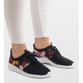 Sports Sneakers With Flowers 625 Black 2