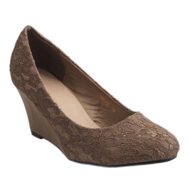 Khaki Wedge Pumps 999-32 1