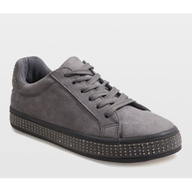 Gray lace-up sneakers BS098 grey 1