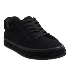Black BS098 lace-up sneakers 1