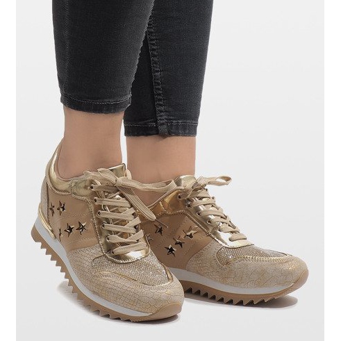 Golden sneakers on the wedge G-127 2