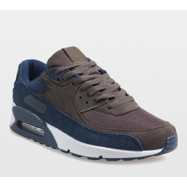 Men's navy blue sports shoes 8104 brown 1