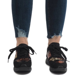 Black sports wedge sneakers T025 multicolored 2