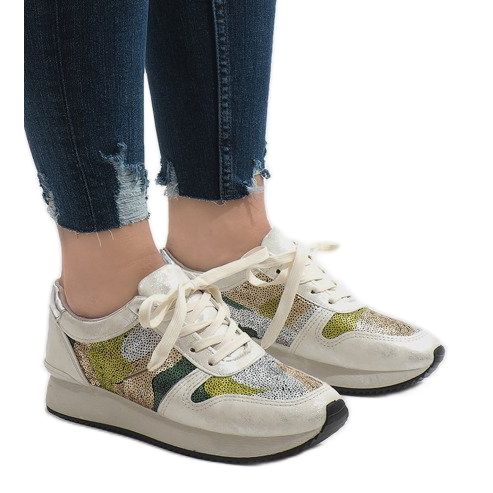 White sports wedge sneakers T025 grey 1