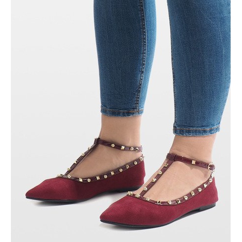 Burgundy ballerinas 127-13 red 1