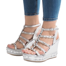 Silver wedge sandals VS-368 grey 1