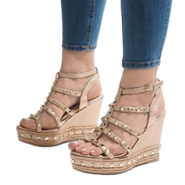 Copper wedge sandals VS-368 golden 1