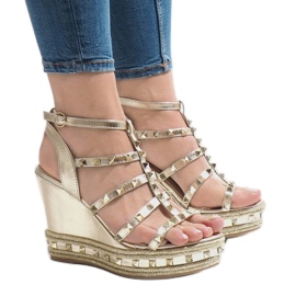 Golden wedge sandals VS-368 2
