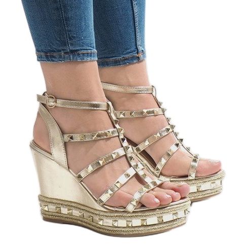 Golden wedge sandals VS-368 2