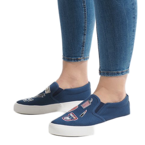 Navy blue slip-on sneakers NB102P 1