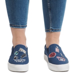 Navy blue slip-on sneakers NB102P 2