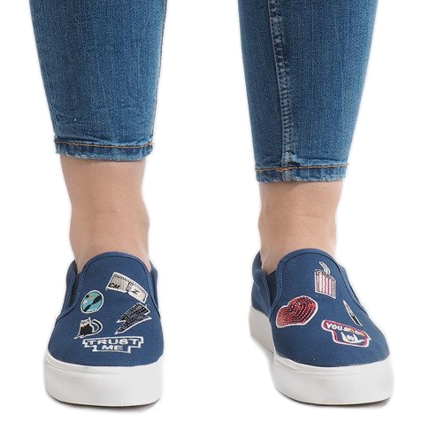 Navy blue slip-on sneakers NB102P 2