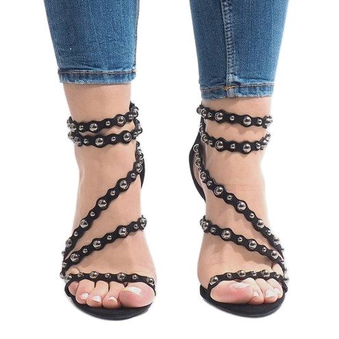 Black high heels sandals LE042P 2