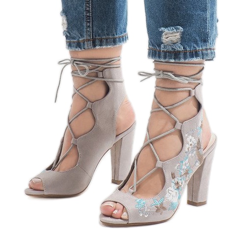 Gray open boots on the post 1610-223 grey 1