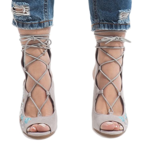 Gray open boots on the post 1610-223 grey 2