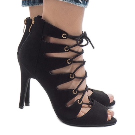 Black open boots on a high heel 9095-83A 3