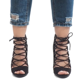 Black open boots on a high heel 9095-83A 2