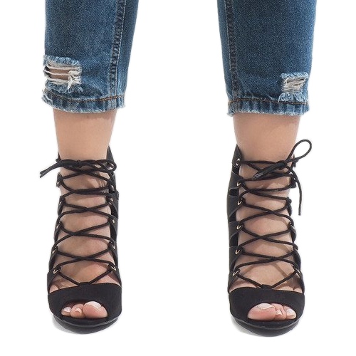 Black open boots on a high heel 9095-83A 2